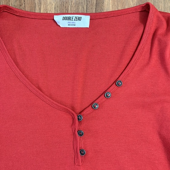 Double Zero Women's Long Sleeve Henley Top - Picture 2 of 4
